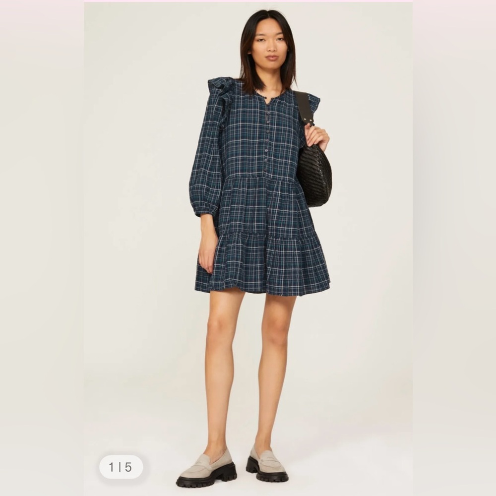 Madewell Plaid Long Sleeve Dress